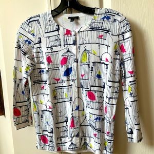 ADORABLE TALBOTS BRAND BIRD CAGE CARDIGAN SWEATER